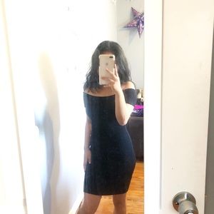 Black Ribbed Bodycon Mini Dress
